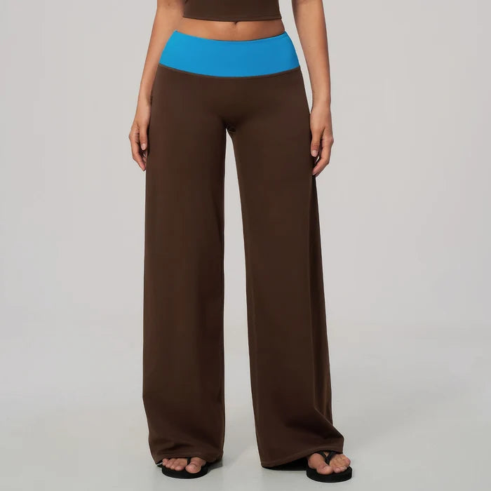 SPARK Women's Contrast Color High Waist Wide Leg Pant ZC9639