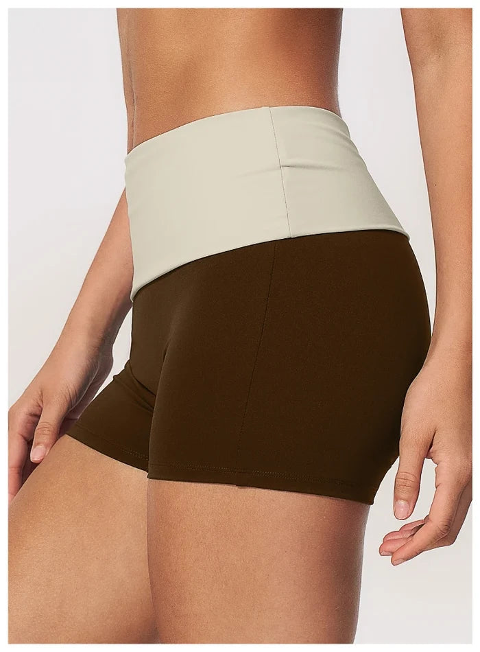 SPARK Women's Fold-Over Waist Naked-Feel Yoga Shorts ZC2570