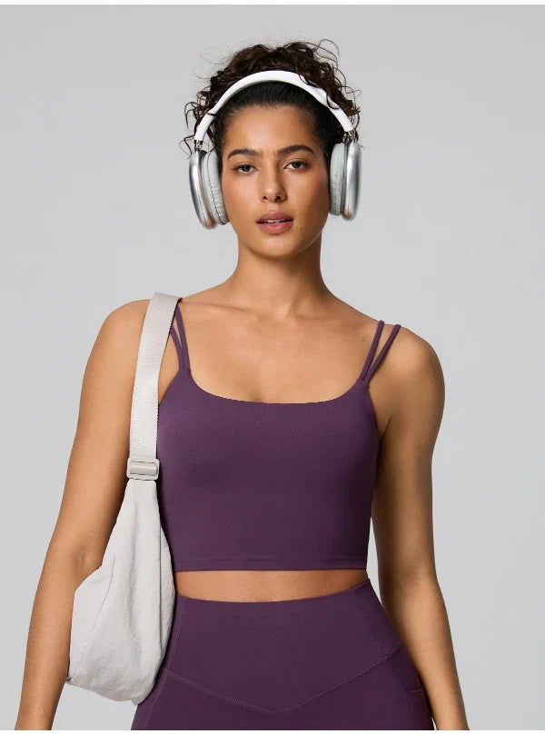 SPARK Women's Sexy Twist Knot Back Double-Strap Sports Bra FYD246