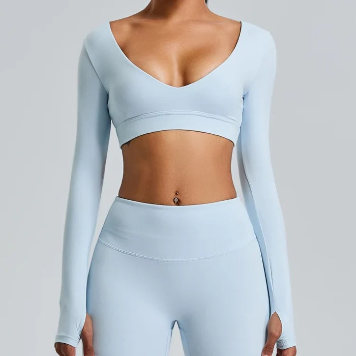 SPARK Women's Sexy V Neck Yoga Fitness Crop Top YJ0217