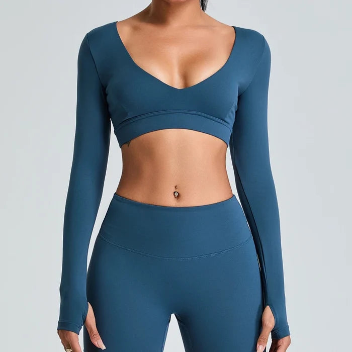 SPARK Women's Sexy V Neck Yoga Fitness Crop Top YJ0217