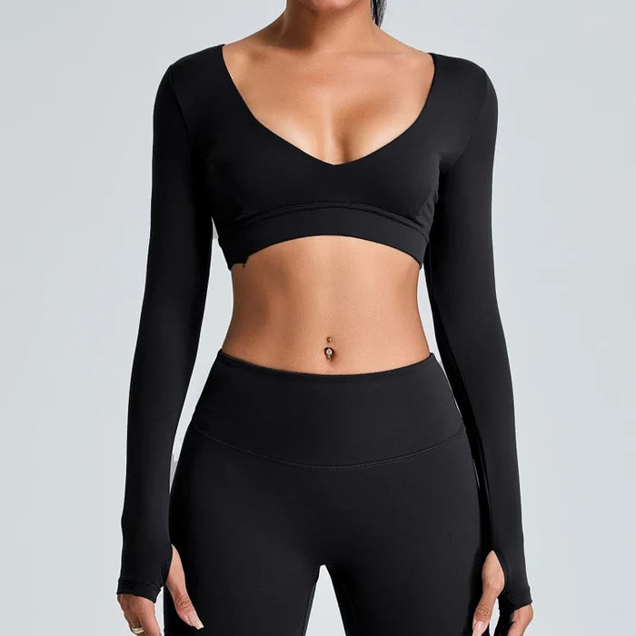 SPARK Women's Sexy V Neck Yoga Fitness Crop Top YJ0217