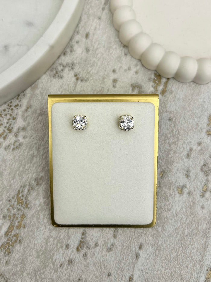 Square Gem Stud Earrings (2 Colours)