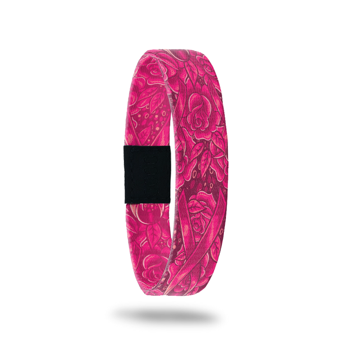Outside design for Strength and Beauty. With pink roses and ribbon artwork on the outside for Breast Cancer Awareness
