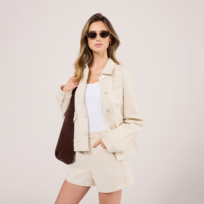 Stretch Denim Jacket - Ecru