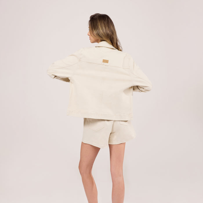 Stretch Denim Jacket - Ecru