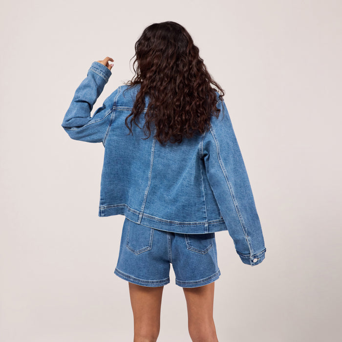 Stretch Denim Jacket - Mid Blue