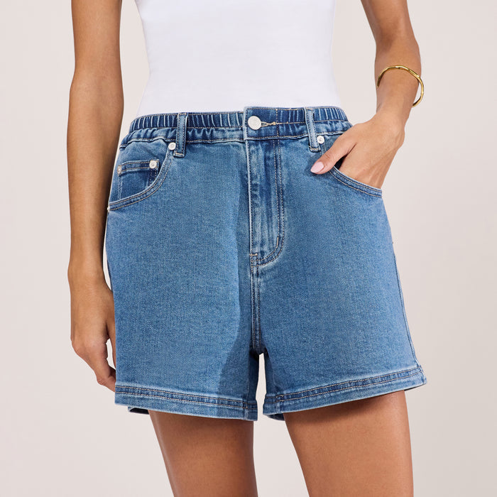 Stretch Denim Shorts - Mid Blue