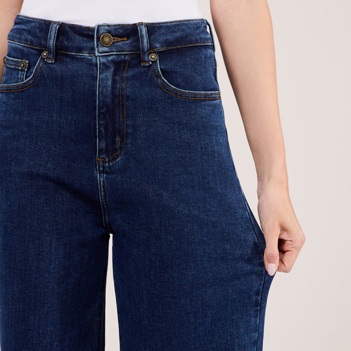 Stretch Wide Leg Jeans - Dark Blue