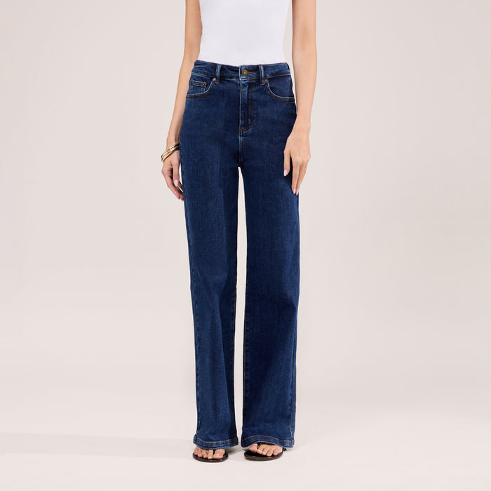 Stretch Wide Leg Jeans - Dark Blue