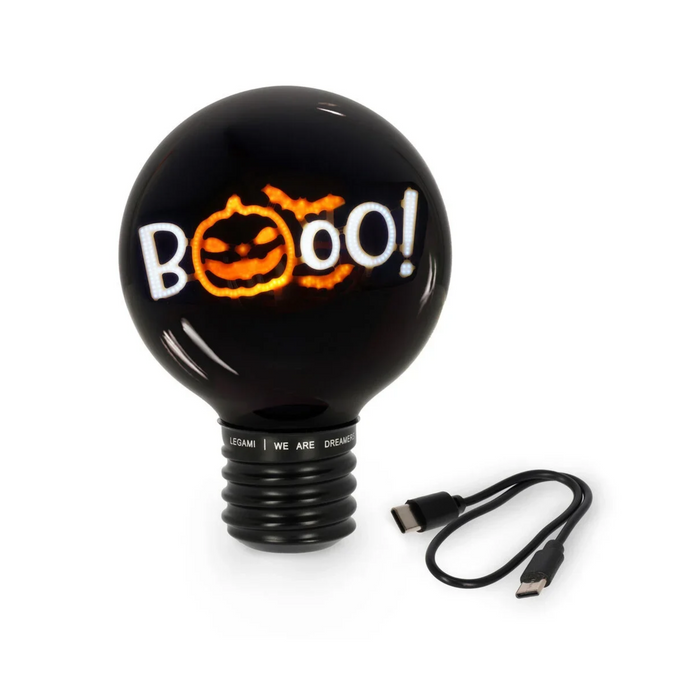 Table Lamp - Light Bulb Shaped - Pumpkin - Booo!