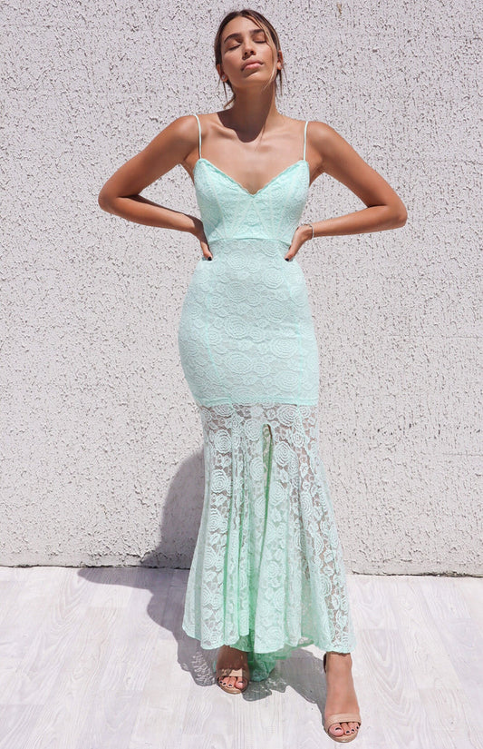 Talaya Lace Gown - Apple - Runway Goddess