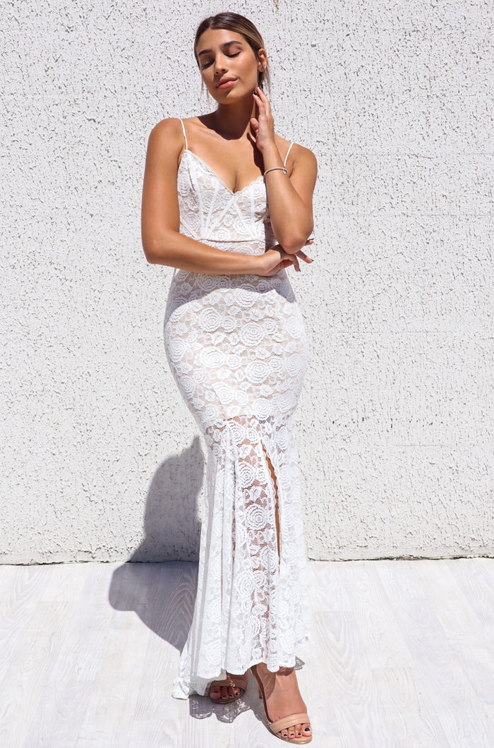 Talaya Lace Gown - White - Runway Goddess