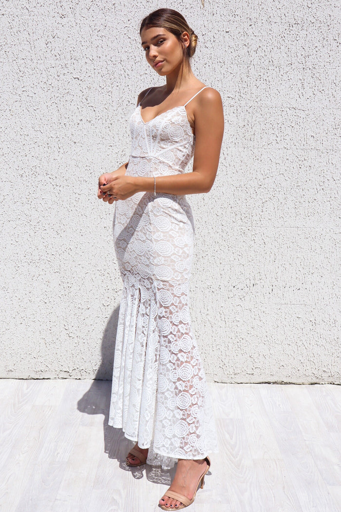Talaya Lace Gown - White - Runway Goddess