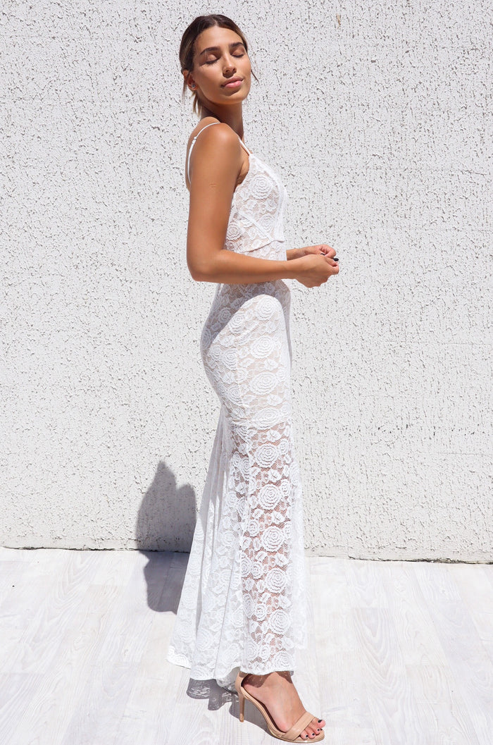 Talaya Lace Gown - White - Runway Goddess