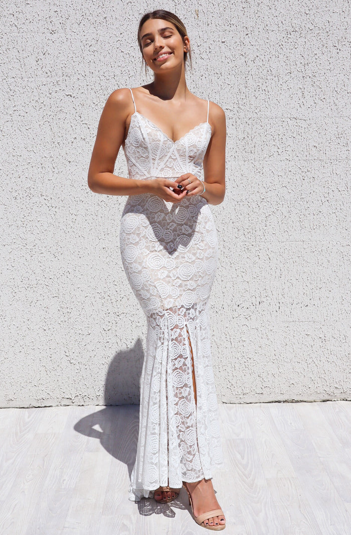 Talaya Lace Gown - White - Runway Goddess