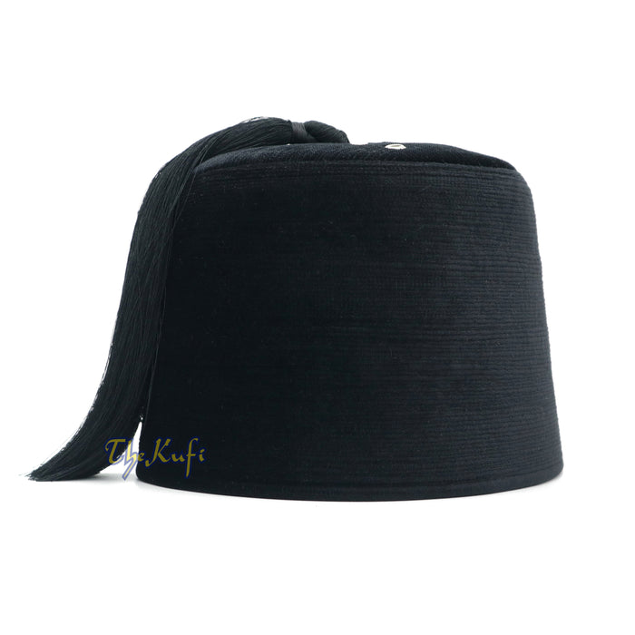 Tall Black Velvet Fez - Premium Moorish Moroccan Style Hat with Black Tassel