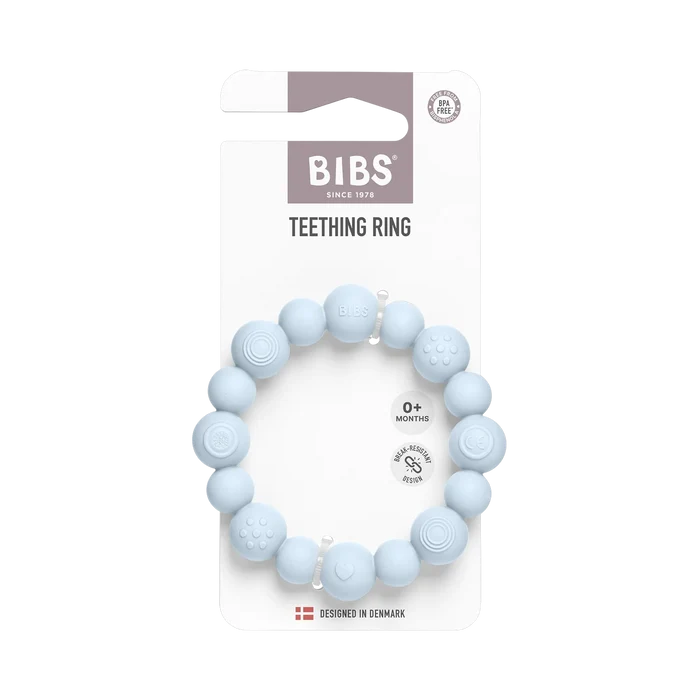 Teether Ring - Beaded - Baby Blue