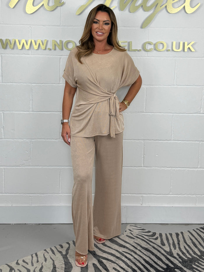 Tie Front Short Sleeve Top & Trouser Lounge Co-Ord