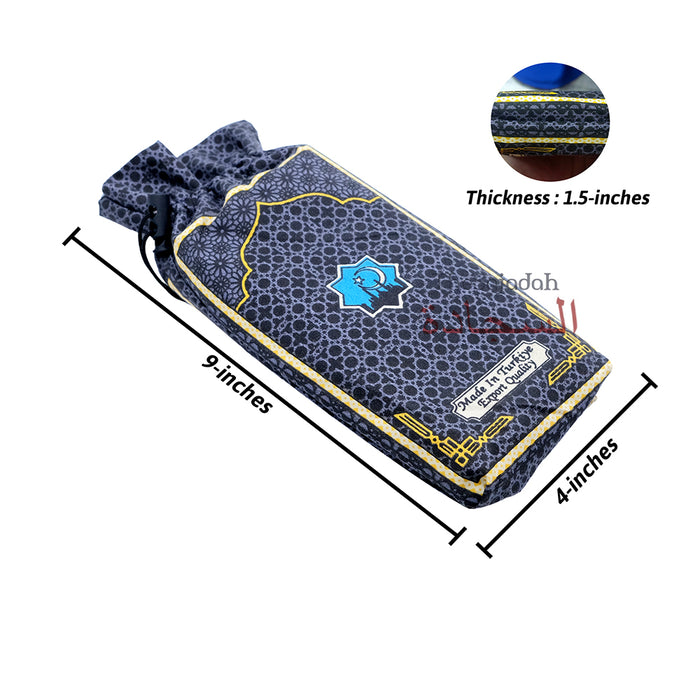Travel Prayer Rug - Thin 24x40-in Crescent Mosque Sajadah Design Prayer Rug