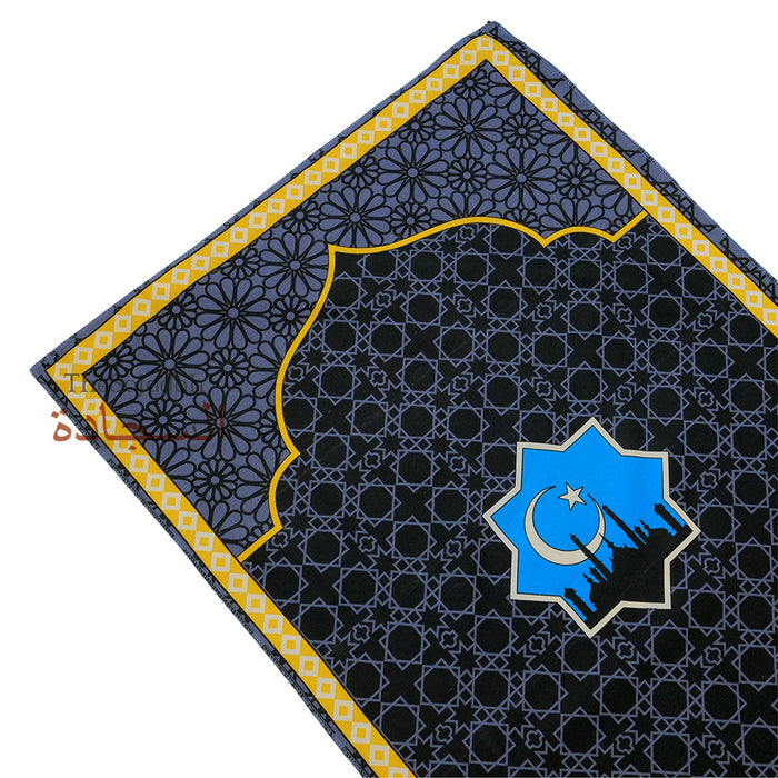 Travel Prayer Rug - Thin 24x40-in Crescent Mosque Sajadah Design Prayer Rug