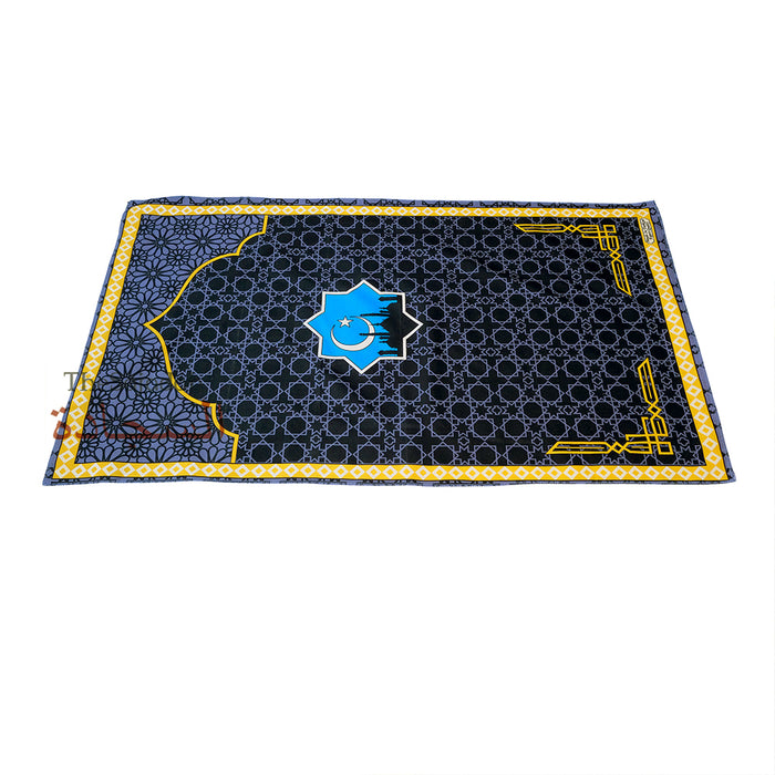Travel Prayer Rug - Thin 24x40-in Crescent Mosque Sajadah Design Prayer Rug