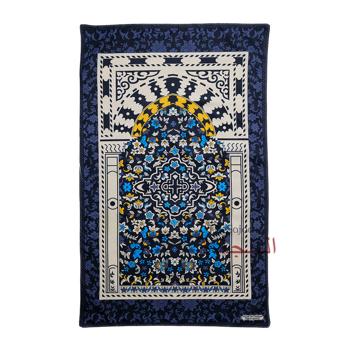 Travel Prayer Rug - Thin 24x40-in "Madina" Flower Design Sajadah Prayer Rug