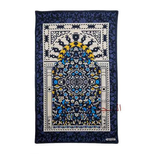 Travel Prayer Rug - Thin 24x40-in "Madina" Flower Design Sajadah Prayer Rug