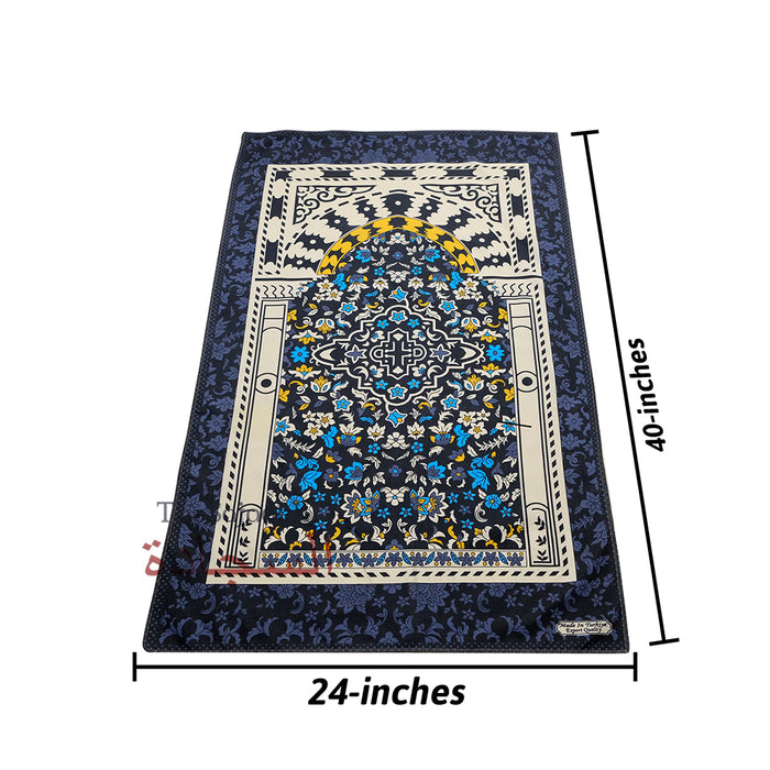 Travel Prayer Rug - Thin 24x40-in "Madina" Flower Design Sajadah Prayer Rug