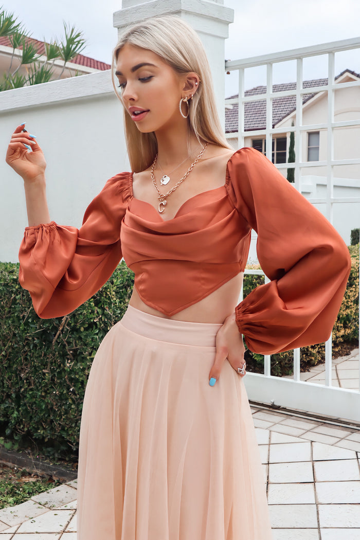 Tulip Top - Rust - Runway Goddess