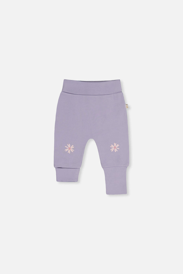 Deux par Deux baby girls 2-pack evolutive pants, pink floral and purple, third view