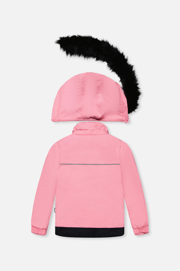 Deux par Deux girls' DISCOVER snowsuit in pink – jacket back view with hood