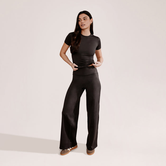 Ultimate Everyday Wide leg Trouser- Black Coffee