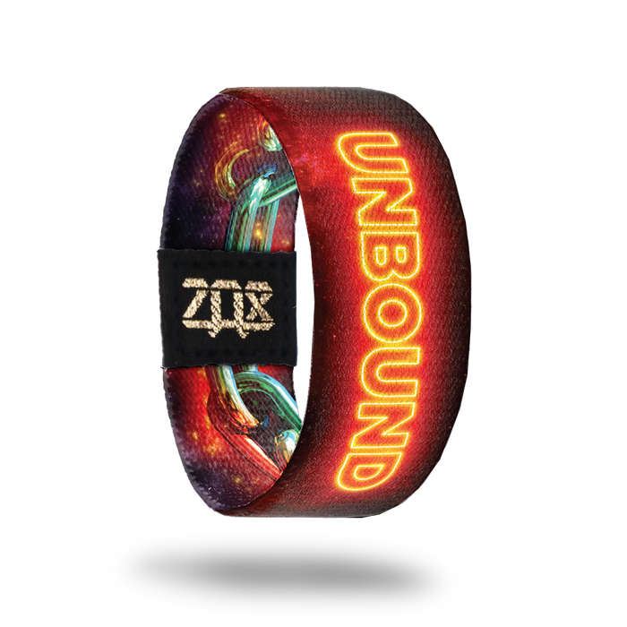 Inside design for Unbound. Dark background with Unbound in Neon orange