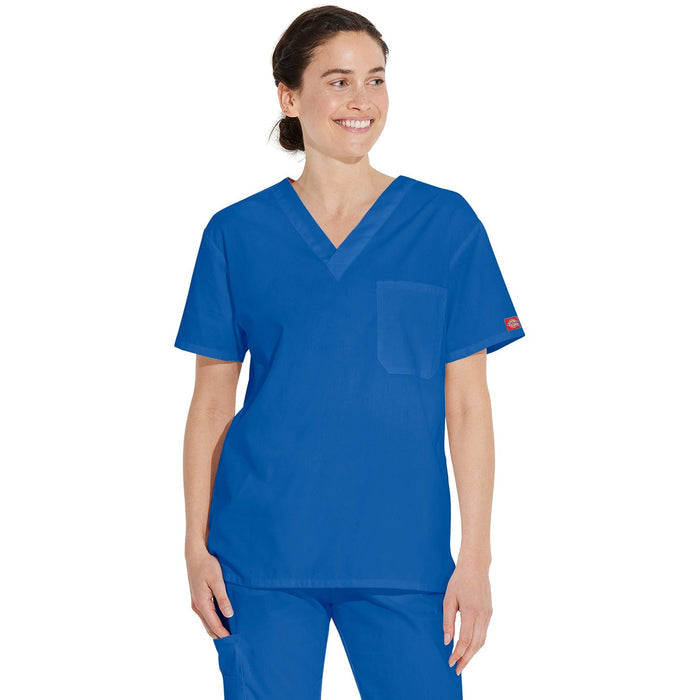 Unisex EDS Signature Tuckable V-Neck Scrub Top - Royal - 1