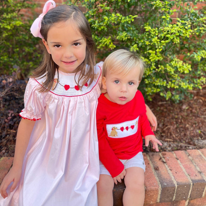 Valentine Smocked Knit Shirt with Puppies!
