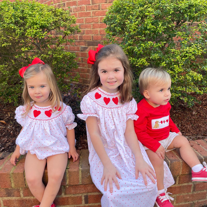 Valentine Smocked Knit Shirt with Puppies!