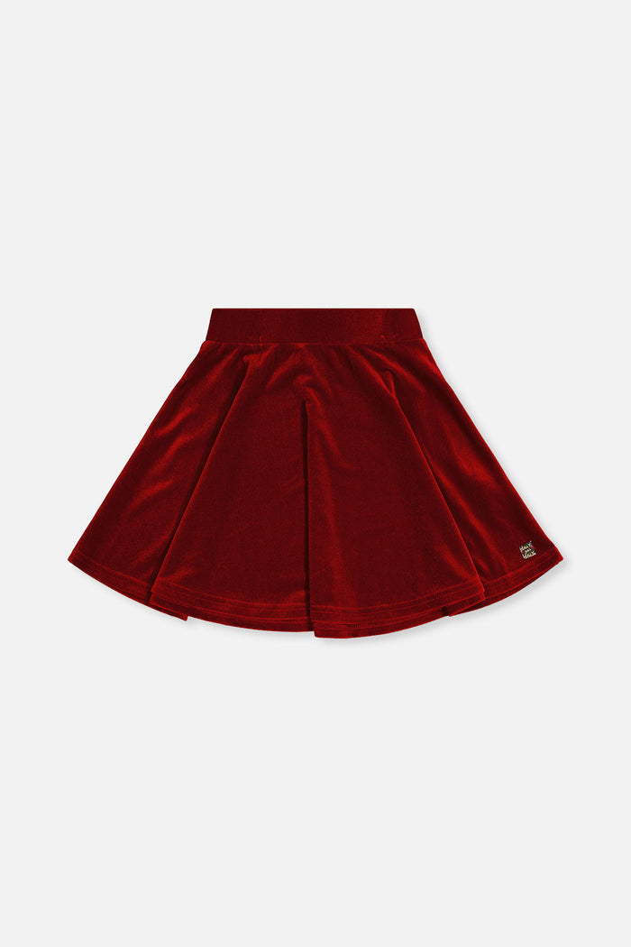 Velvet Skirt Red by Deux par Deux, front view