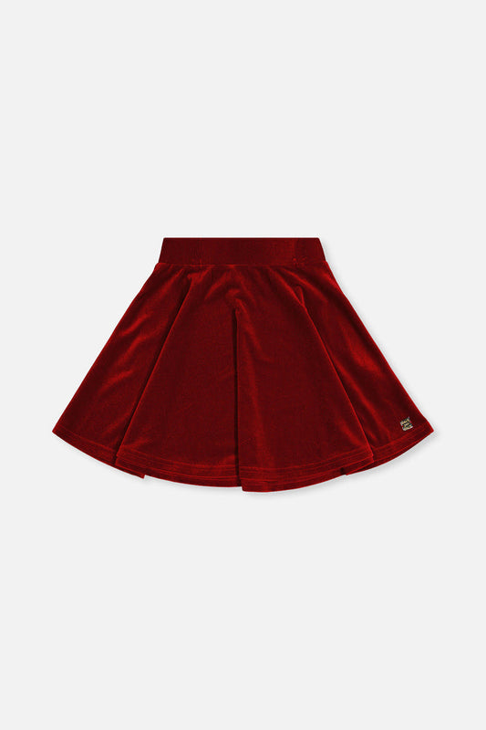 Velvet Skirt Red by Deux par Deux, front view