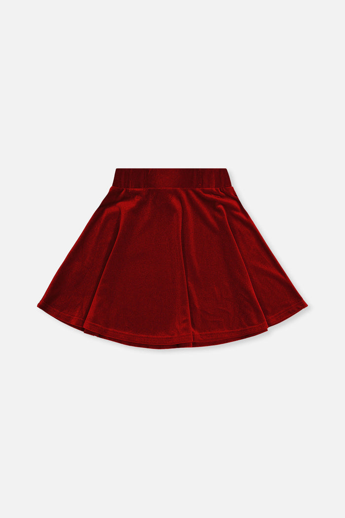 Velvet Skirt Red by Deux par Deux, back view