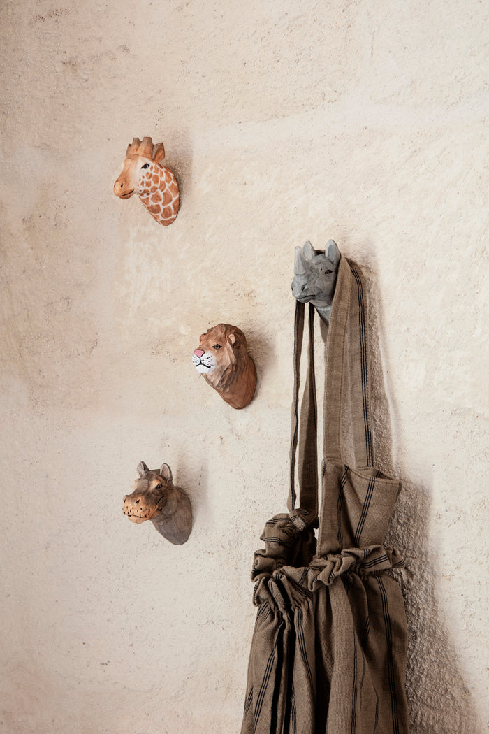 Wall Hook - Hand Carved - Rhino