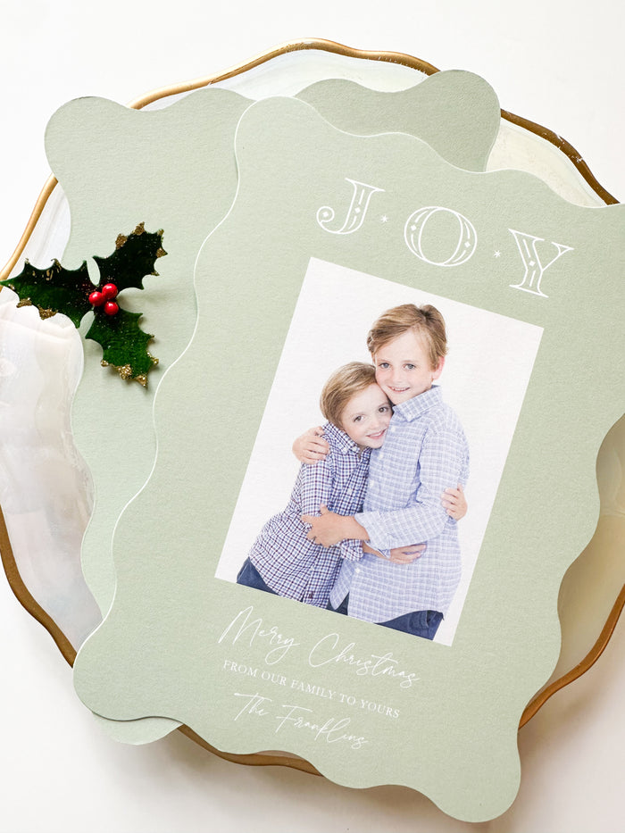 Wavy Merry Christmas Christmas Card (Sage)