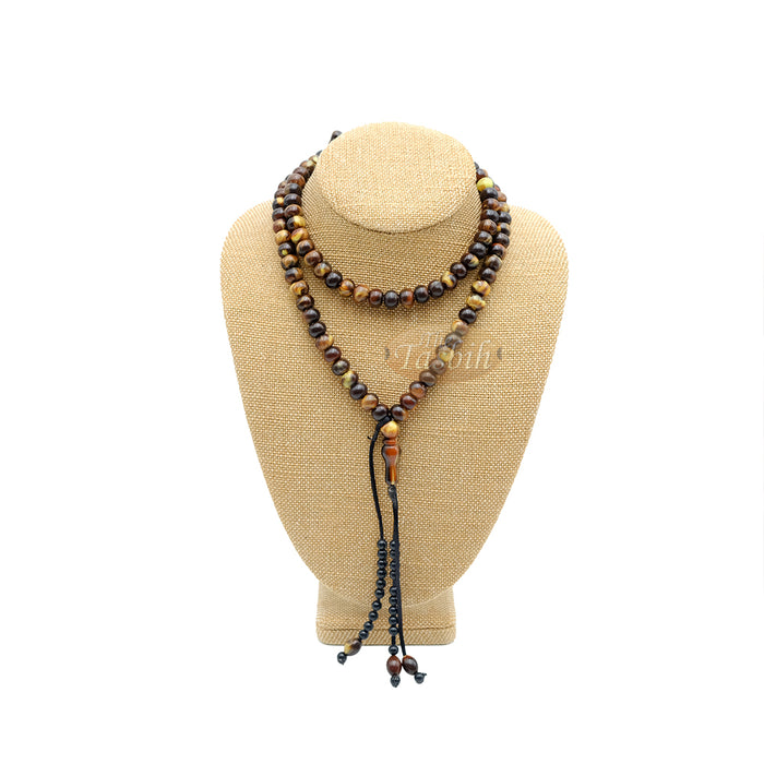 West African Tasbih | 100-Bead Marble Dark Brown Acrylic Oval Beads (33,34,33 Division)