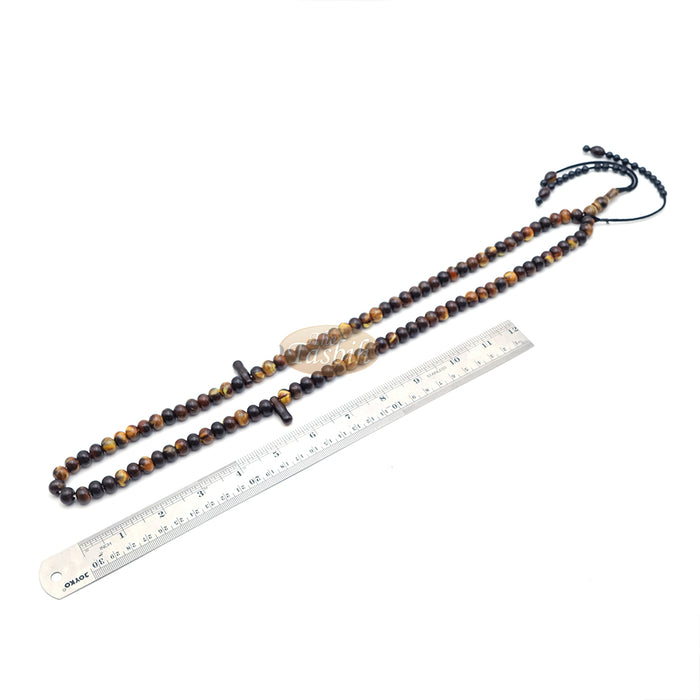 West African Tasbih | 100-Bead Marble Dark Brown Acrylic Oval Beads (33,34,33 Division)