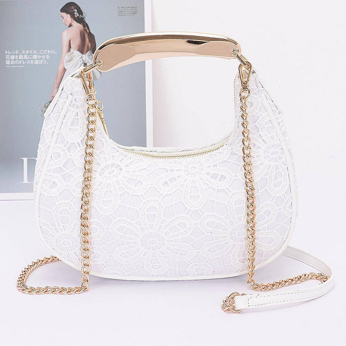White Crochet Lace Clutch Hand Bag