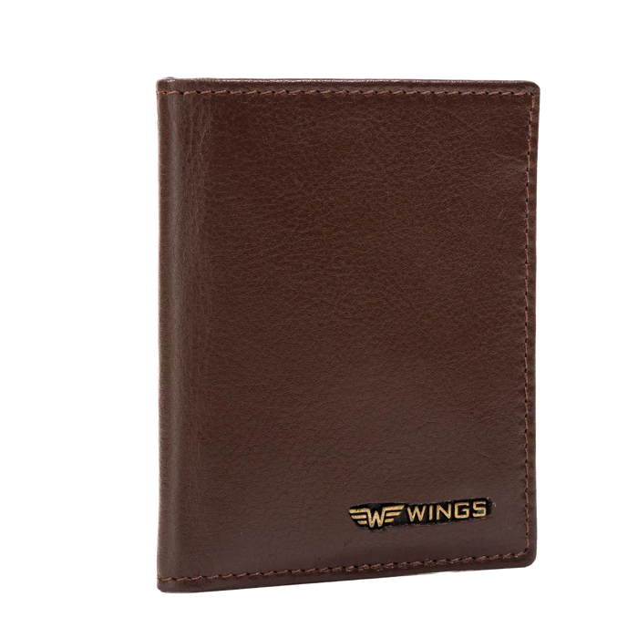 WINGS Cardholder ze skóry naturalnej Brown LEATHER COLLECTION