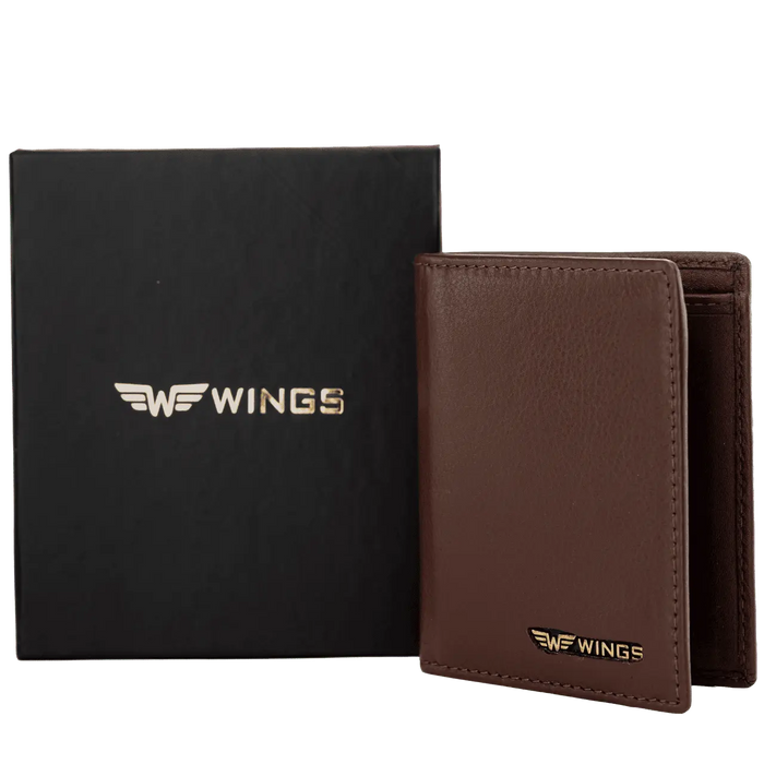 WINGS Cardholder ze skóry naturalnej Brown LEATHER COLLECTION