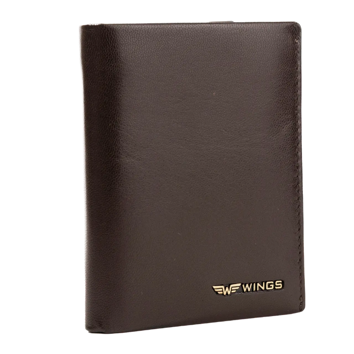 WINGS Męski portfel ze skóry naturalnej Brown LEATHER COLLECTION