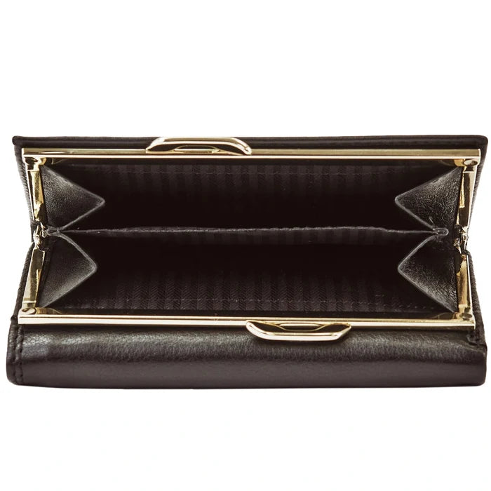 Damski portfel skórzany WINGS z ochroną RFID o pojemnym wnętrzu BLACK LEATHER COLLECTION
