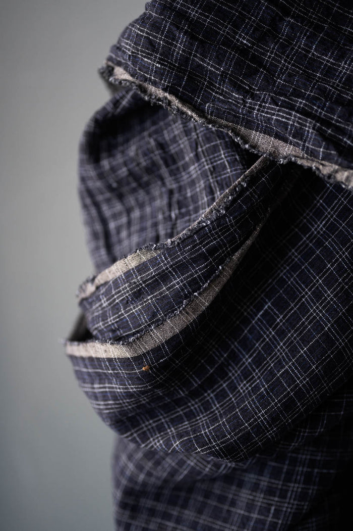 Wobble Navy Check Linen | Merchant & Mills
